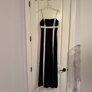 JS Boutique Black Maxi Dress with White Stripe Accents